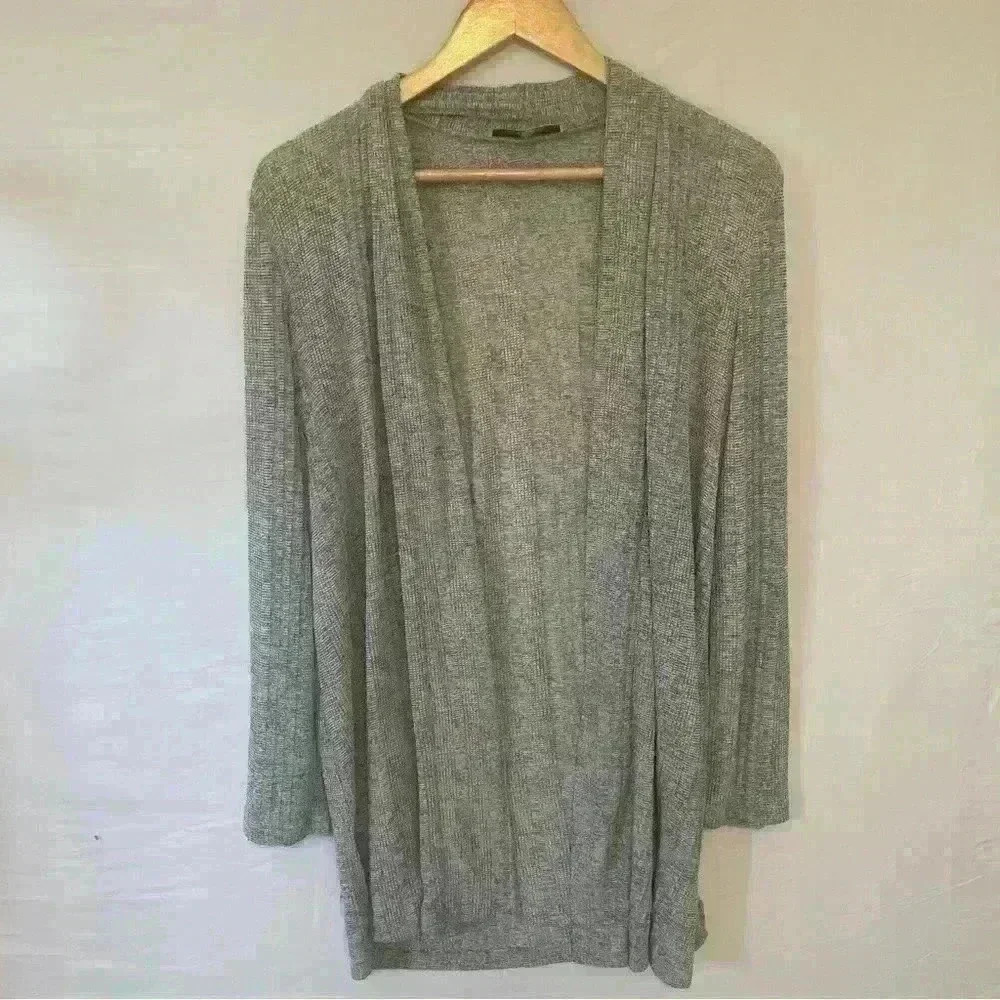 Jones Studio Open Cardigan Gray, Black and White Size Medium